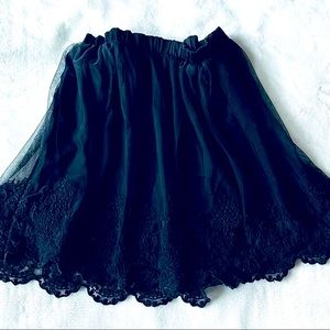 Black Lace Tulle Double Layered Skirt